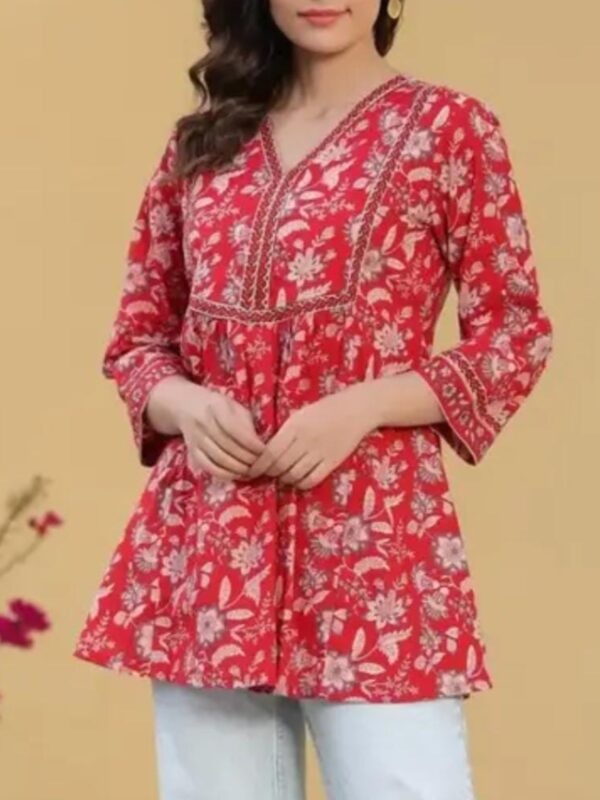 Gulnaar Crimson Short Kurti